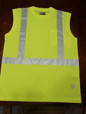 Work King Short Sleeveles Shirt Reflective Ansi L/G Safety 100% Polyester 