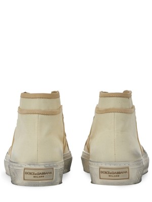 Pre-owned Dolce & Gabbana Canvas Mid-top Sneakers In White