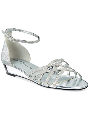 EASY STREET ALIVE AT 5 Женские босоножки на танкетке Tarrah Toe в серебряную клетку длиной 8 м