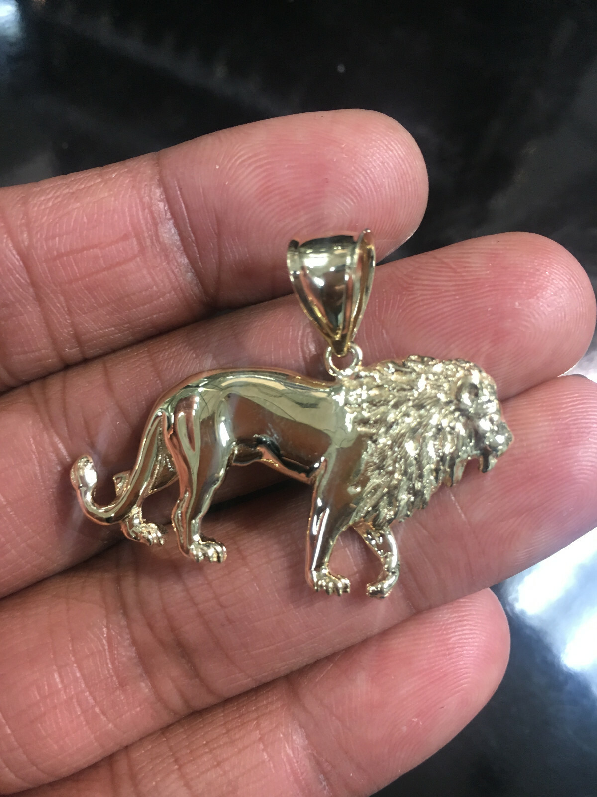 Pre-owned Tgdj 14k Solid Yellow Gold Lion Pendant - Diamond Cut Necklace Charm Men Women