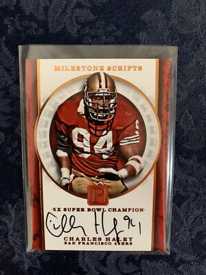 CHARLES HALEY 2017 Pantheon Gold Milestone Scripts Auto Card 02/10 SSP 49ERS HOF
