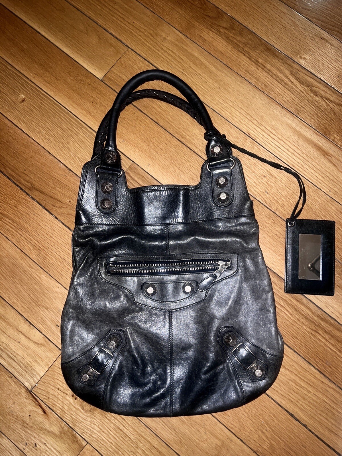 Balenciaga CHUNKY SILVER GRAY CITY Hobo Foldover Shoulder