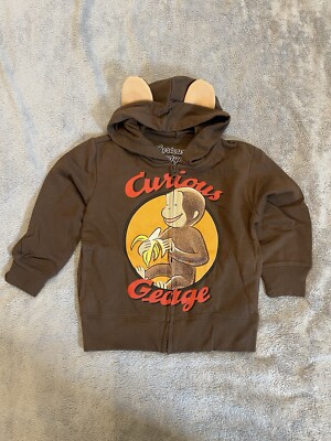 Curious George Zip Up Jacket 3T 4T Character Hood NWT