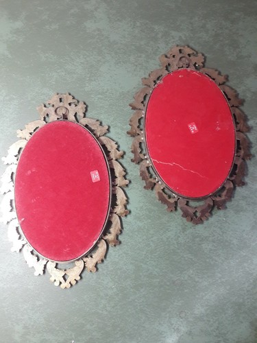 2 Vintage Ornate Oval Brass & Glass Picture Frame Flowers Made in Italy 10