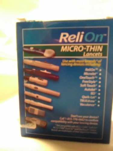 ReliOn Lancets 100 Ultra-Thin Lancets Diabetes Blood Sugar Draw Test