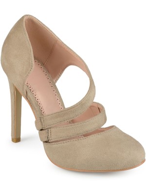 

JOURNEE COLLECTION Женские бежевые туфли-лодочки с перекрестными ремешками Zeera Stiletto Slip On Pumps, Бежевый, ZEERA-HEEL