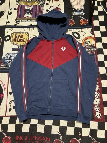 トップス archive TRUE RELIGION Zip Up Hoodies True Religion Men's Big T Zip Up Hoodie, Jet Black, Medium