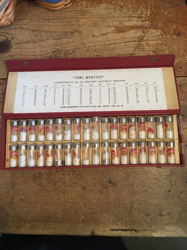 ANTIQUE VINTAGE LOT OF NOS BESTFIT POCKET WATCH CROWNS SIZE Extra Bottles