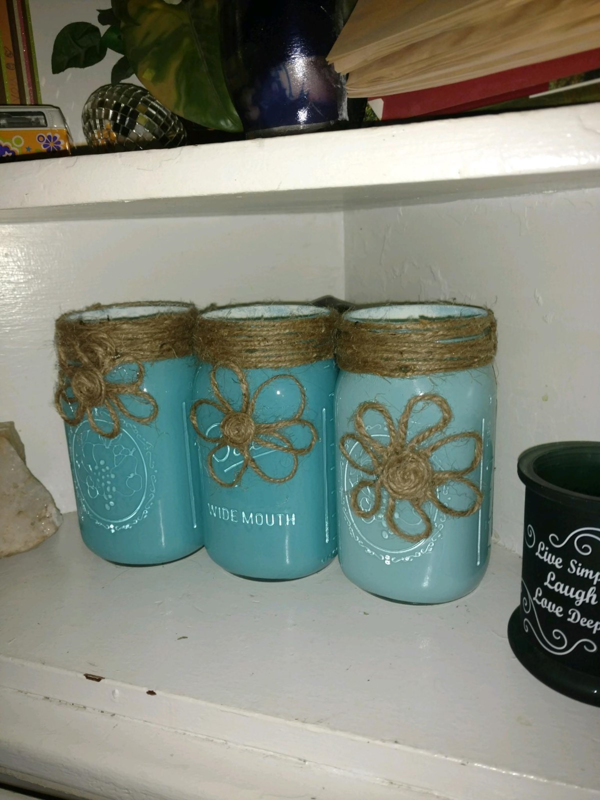 Shabby Chic Chalk Painted Ball Mason Jars Home Decor