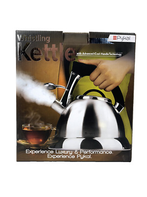 Pykal Whistling Kettle Stainless Steel 3L Coffee Stove Top Gas Electric Hob NEU