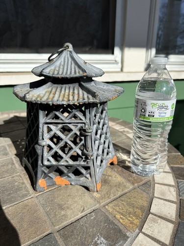 Antique Hand Cast Iron Double Pagoda Japanese Candle Lantern