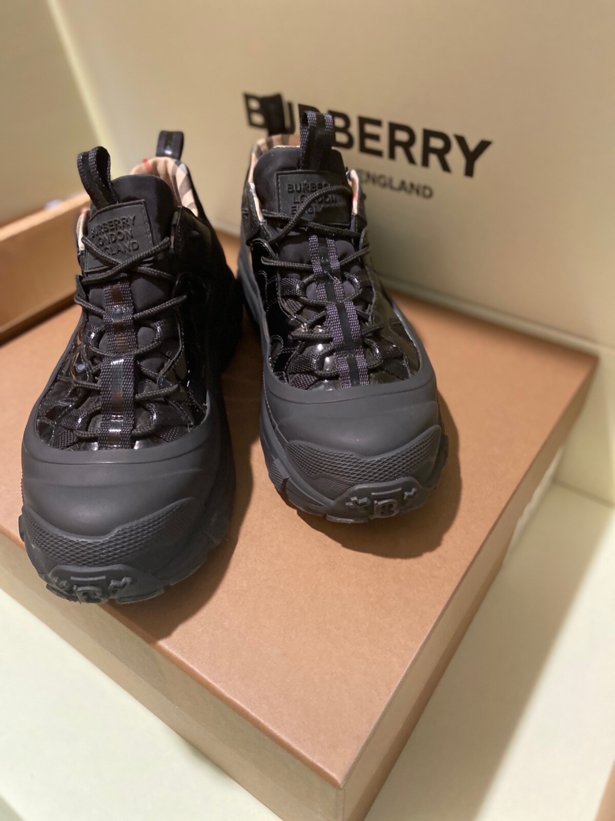 Burberry Nylon and Patent Leather Arthur Sneakers | eBay