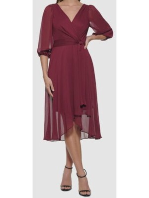 

DKNY Женская одежда миди с объемным рукавом на молнии и вырезом миди для работы из искусственной кожи