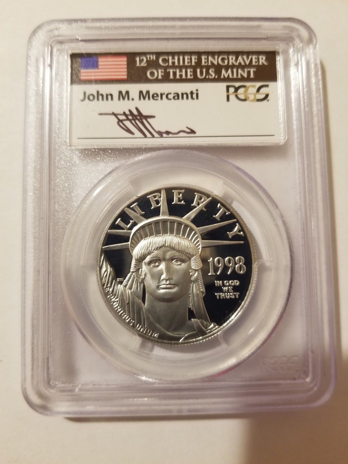 1998W Platinum Eagle Proof PCGS PR70DCAM 4 coin set Mercanti signed BV$12,200