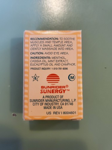 Sunrider 1 Bottle Sun Rider SunBreeze Essential Oil 0.17 oz ( 5mL ) Glass Bottle