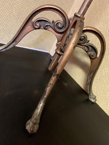 Antique Barber Shop Japanned Copper Cast Iron Coat Hat Hall Tree Rack Stand