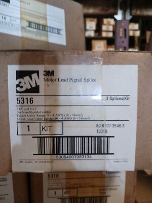 3M 5316 MOTOR LEAD PIGTAIL SPLICE KIT NEW IN SEALED BOX OF 3! FAST SHIP!