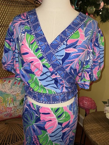 Pre-owned Lilly Pulitzer Sailynn Maxi Set Beleaf In Yourself $258 Size Xl In Multicolor