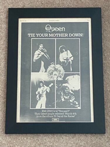 QUEEN - Tie Your Mother Down - Original March 1977 NME ADVERT POSTER IN FRAME 