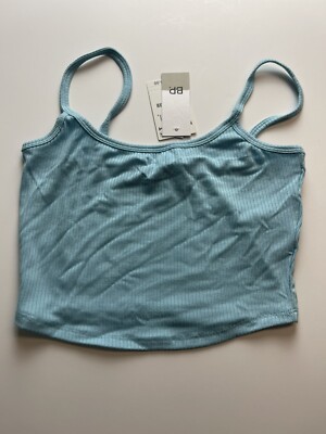 BP Women's Rib Knit Cropped Tank Blue Glaze Extra Small XS New NWT