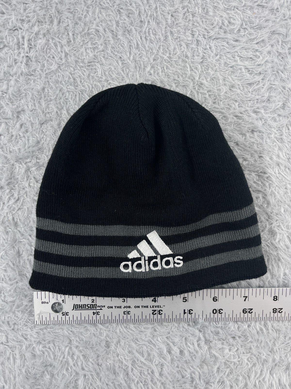 帽子 90s adidas 4tone acrylic beanie Vintage Adidas Beanie Hat 90's Trefoil Big Logo Acrylic Knit