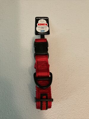 KONG Max Heavy Duty Chew Resistant Dog Collar Red - Small 10''- 14'' - 1''- NEW