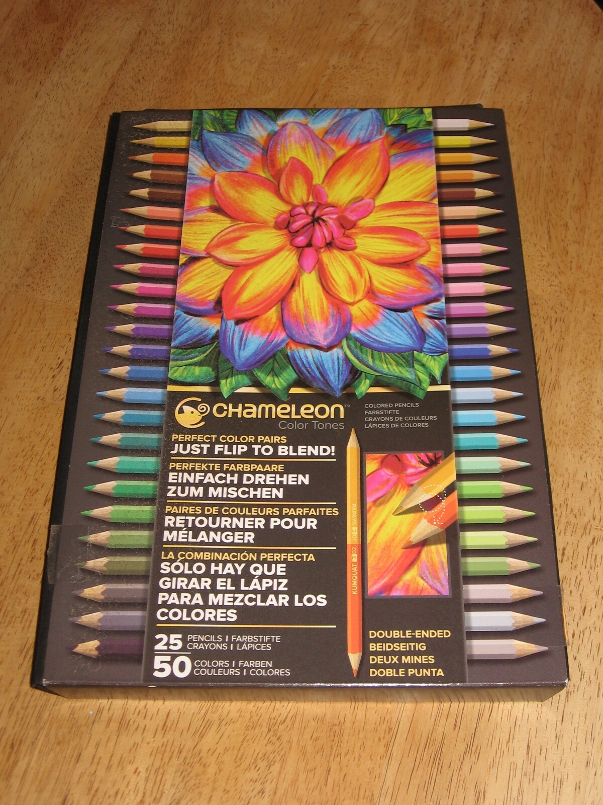 GUC:  Chameleon Colored Pencils In Storage Display Case (only 4 used)