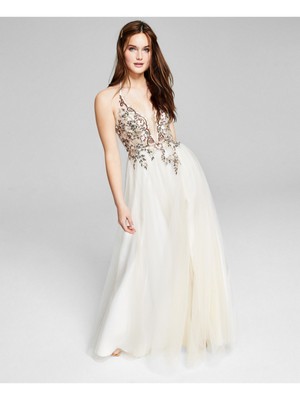 

BLONDIE NITES Женское длинное вечернее платье цвета слоновой кости без рукавов для выпускного вечера для подростков  лет, Цвет слоновой кости