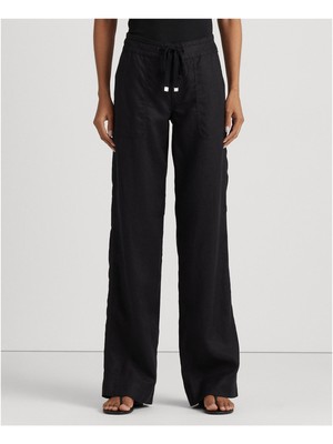 

RALPH LAUREN Женские черные широкие брюки на молнии с завязками на талии Petites, Черный, 201735136001