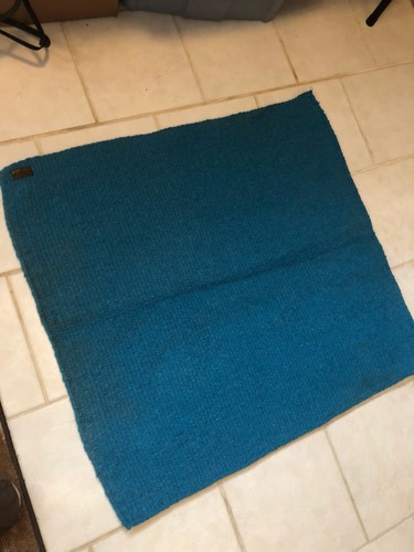 Hand Loom Hand Woven Wool Poly Teal Blue Western Saddle Blanket 34” X 36” Preow