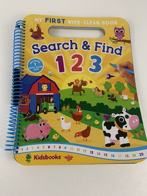 My First Wipe-Clean Book Search & Find 123 Learning Spiral Pen Animals New
