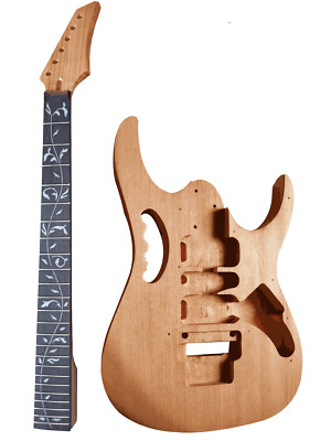 DIY Electric Guitar Kit  Mahogany Body and Neck - Rosewood Fingerboard