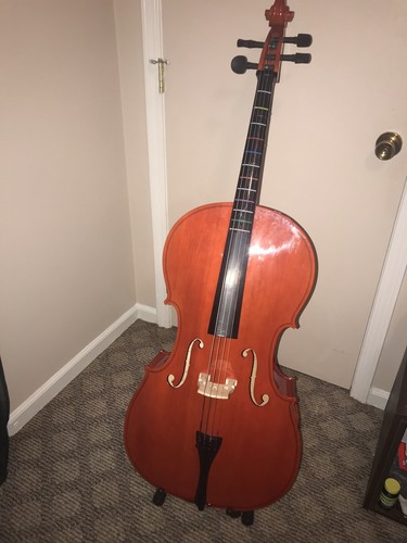 NEW! RED CECILIO FULL SIZE 4/4 ACOUSTIC CELLO STUDENT BEGINNER STAND & SOFT CASE