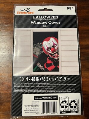Halloween Joker Clown Window Cover Creepy Wall Poster 30x48 Scene Setter Prop