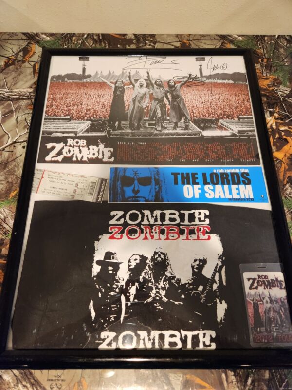 Framed Rob Zombie signed poster & Concert Memorabilia 