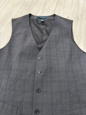 NWOT Men s Perry Ellis Stretch Classic Plaid Vest, Estate Blue, Large