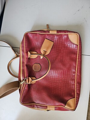 BRIC'S LIFE Briefcase Laptop Case W/ Strap Red Leather Fabric Made in Italy