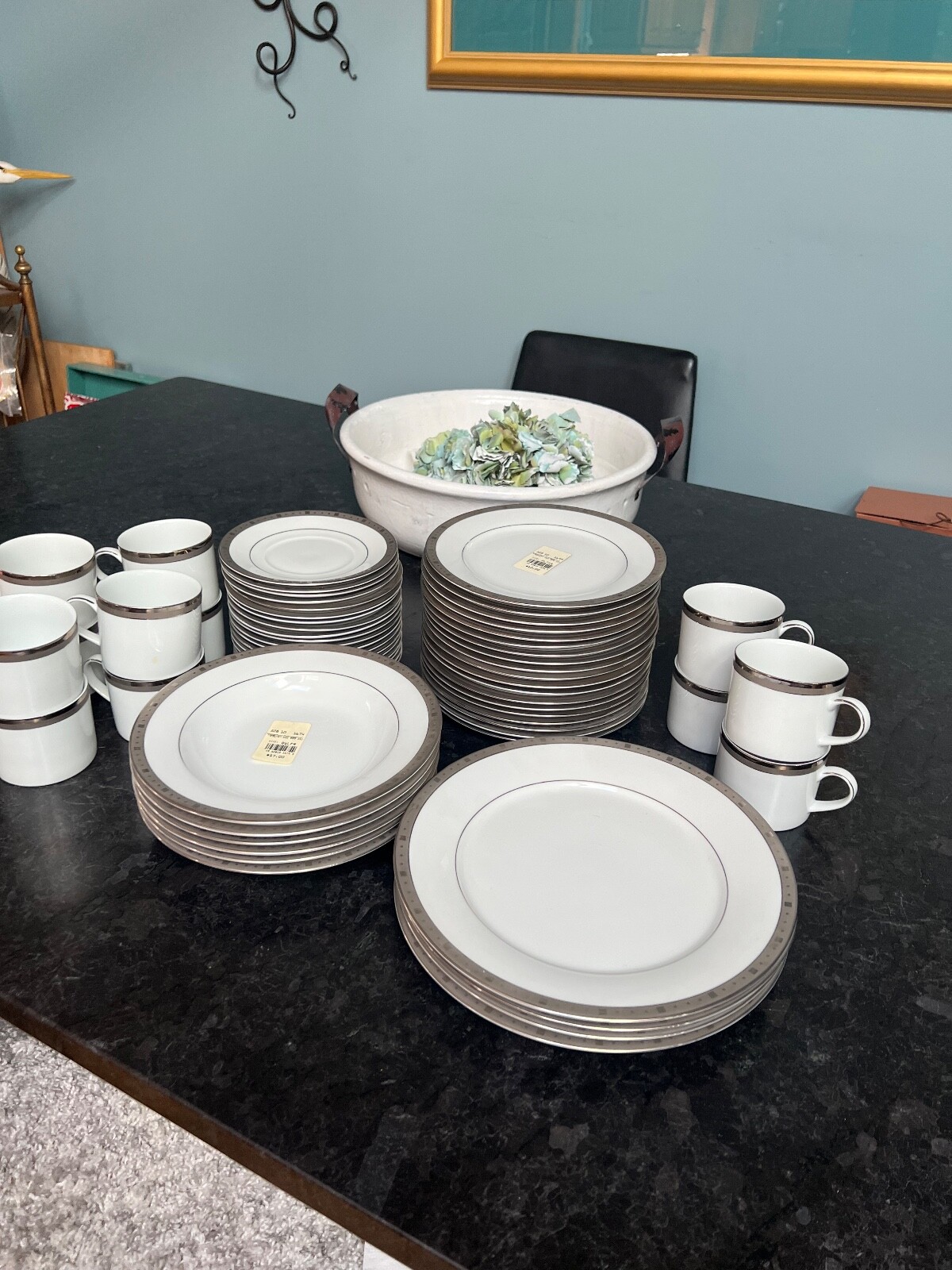 111 STATE (MACYS) PLATINUM RIMMED DINNERWARE SET