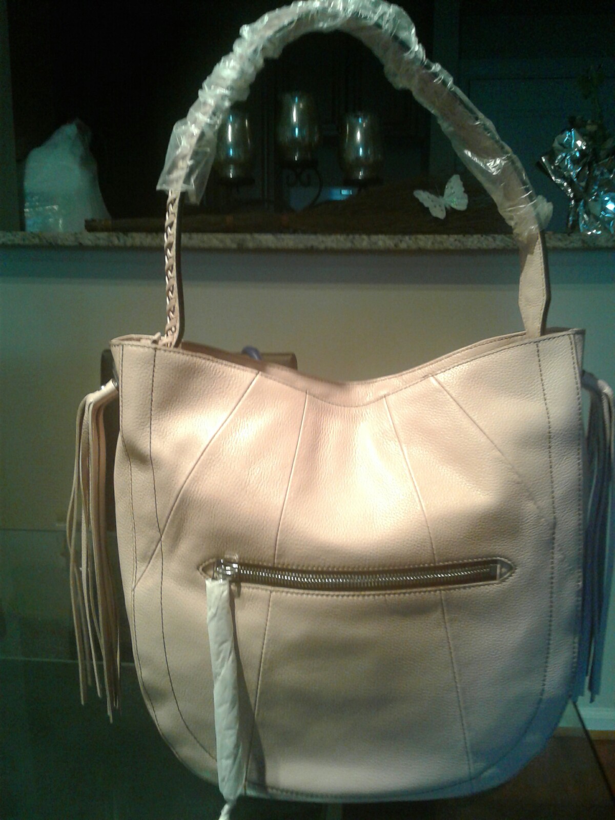 NWT Oryany Chelsea Leather Hobo with Fringe (Antique Rose)