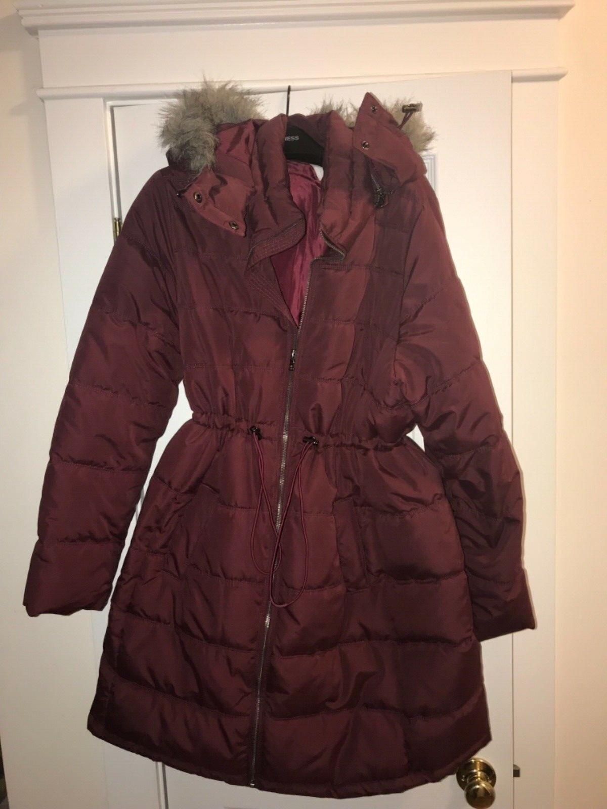 Old Navy Maternity Faux Fur Hooded Frost Free Parka Jacket Coat Large  Burgundy