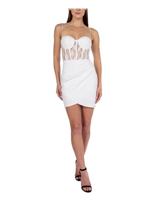 Короткое платье с асимметричным подолом и подкладкой цвета слоновой кости B DARLIN Womens 13\14