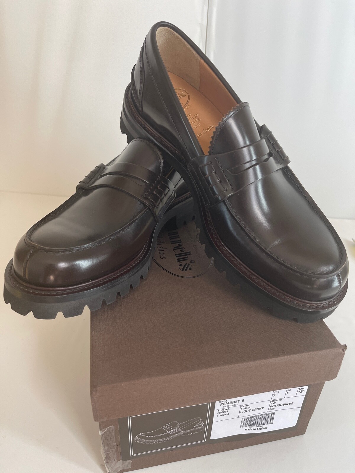 CHURCH'S NWB PEMBREY 5 Loafer in Light ebony Size 8 Made in CHURCH'S NWB PEMBREY 5 Loafer in Light ebony Size 8 Made in