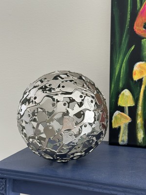 Key Sphere Metal Welded Globe Ball Unique Table Decoration 6-7 Inch Modern Decor