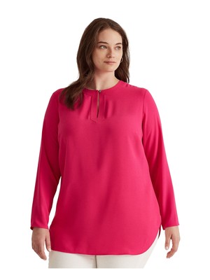 

LAUREN RALPH LAUREN Женская красная туника с короткими рукавами и длинными рукавами плюс, Красный