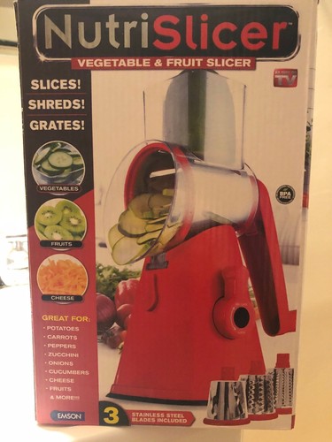 NutriSlicer 3-in-1 Rotating Food Slicer Chopper Grater Mandoline Kitchen - New
