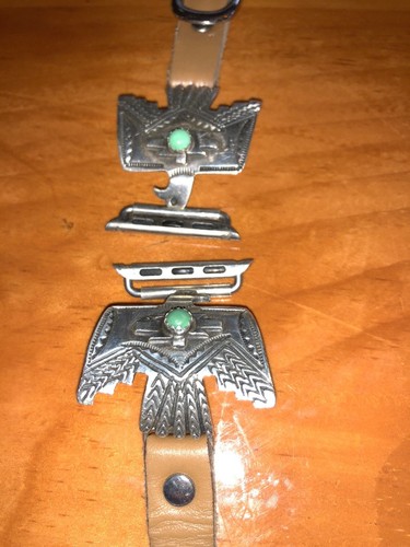 Wild Horse Apple Watchband Sterling Silver & Real Turquoise Thunderbird For 38mm
