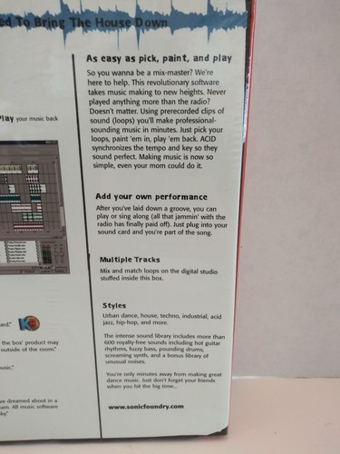 Sonic Foundry Acid DJ Dance Music Loop Production PC Windows Software NOS Sealed