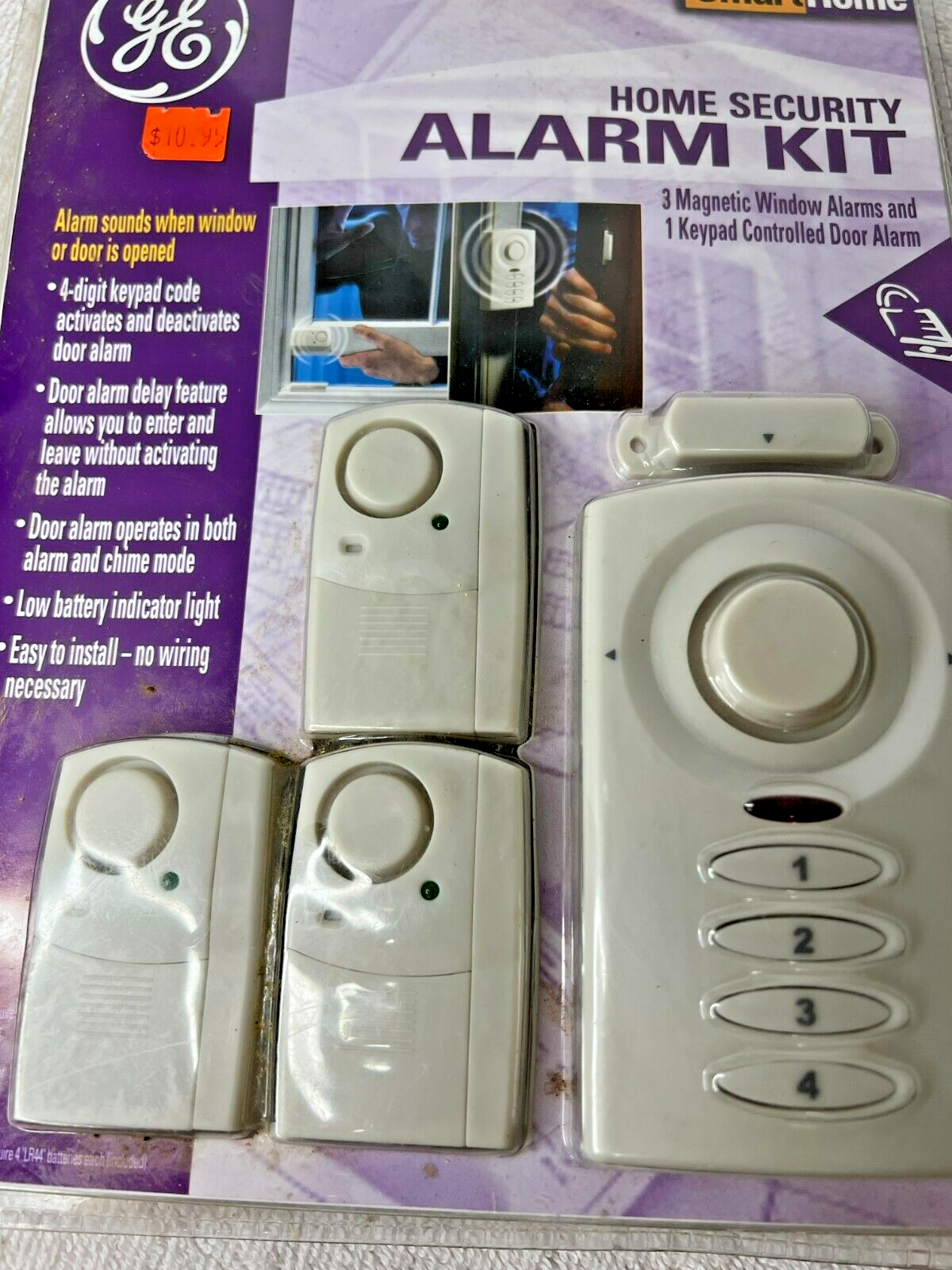 GE Home Security Alarm Kit -3 Window Alarms & 1 Keypad Door Alarm - New