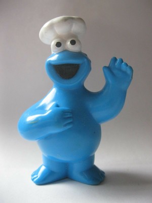COOKIE MONSTER stamped MATTEL solid plastic SESAME STREET figurine about 3.25