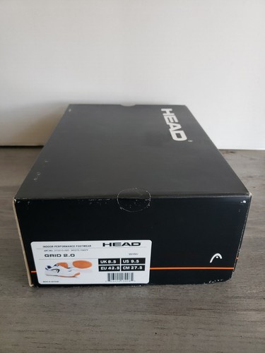 Head Grid 2.0 Low Racquetball Squash Indoor Court Shoes Men's Size 9.5 White NIB